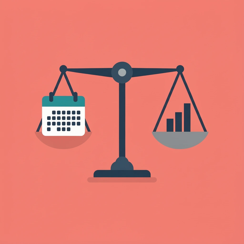 Balance scale showing 'Event Experience' on one side and 'Measurable Results' on the other