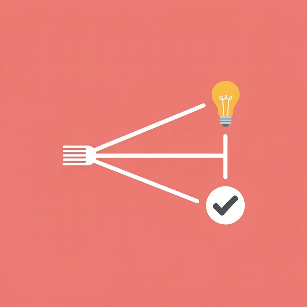 A single icon splitting into multiple paths representing different wellness event choices