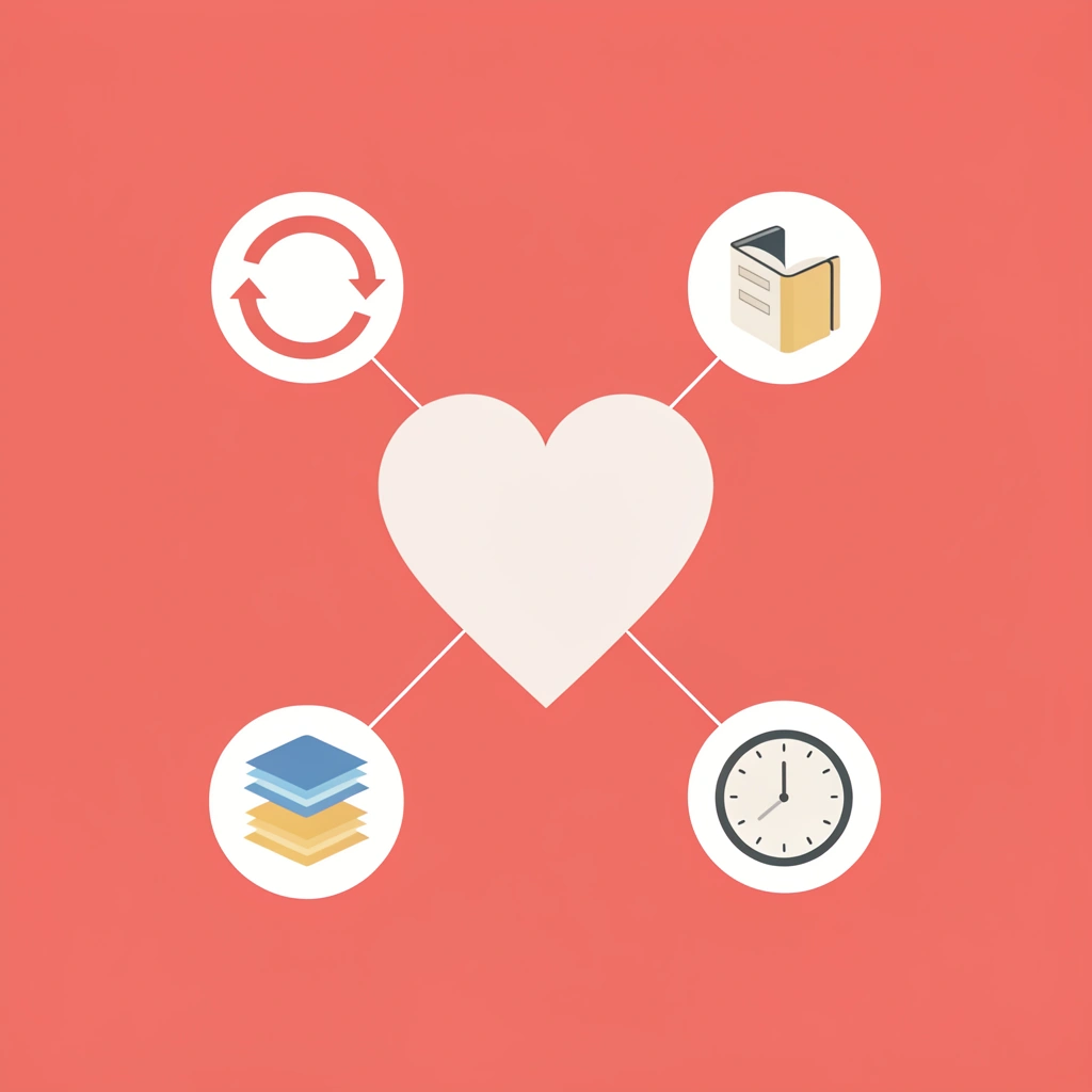 Network diagram showing hip flexors, glutes, hamstrings, and piriformis muscles connected to the lower back as a central hub