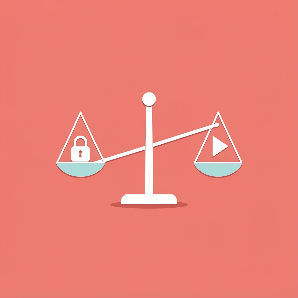 Balance scale showing freedom of movement on one side and neuromuscular control on the other