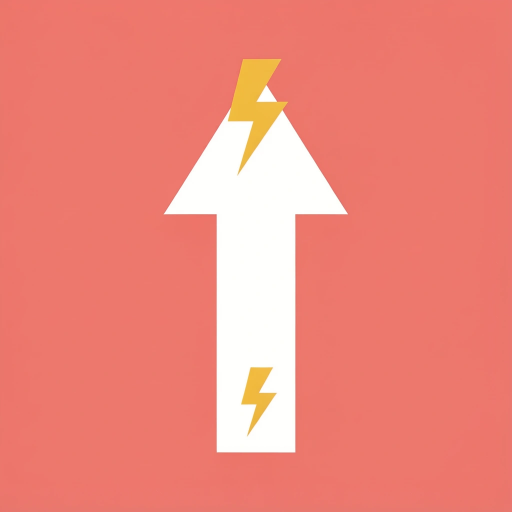 Upward arrow showing progression of strength, energy, and visible physical changes