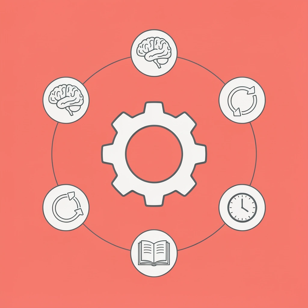 Central hub showing hip mobility connected to four components: muscles, joints, connective tissue, and nervous system