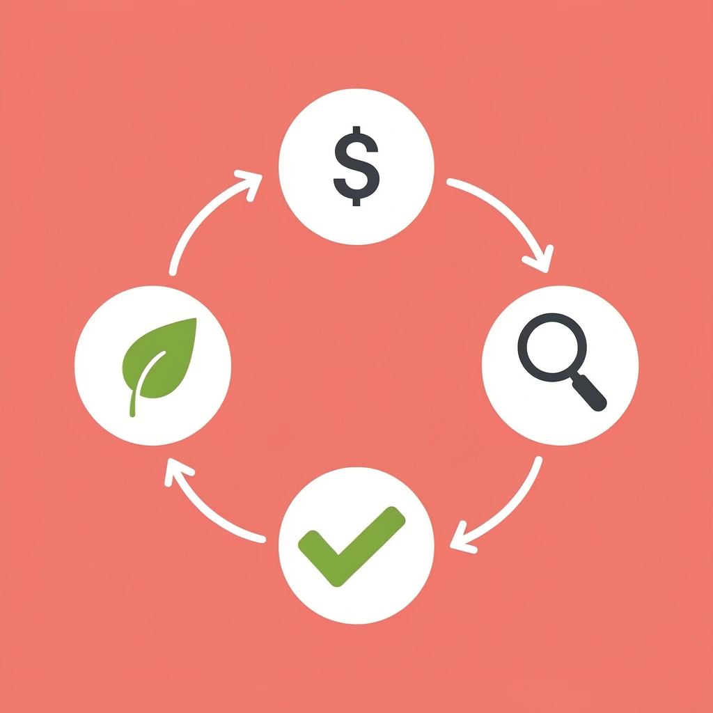 Circular cycle diagram showing: budget constraints → low-impact initiatives → temporary results → budget constraints again - Corporate Wellness Events Cost