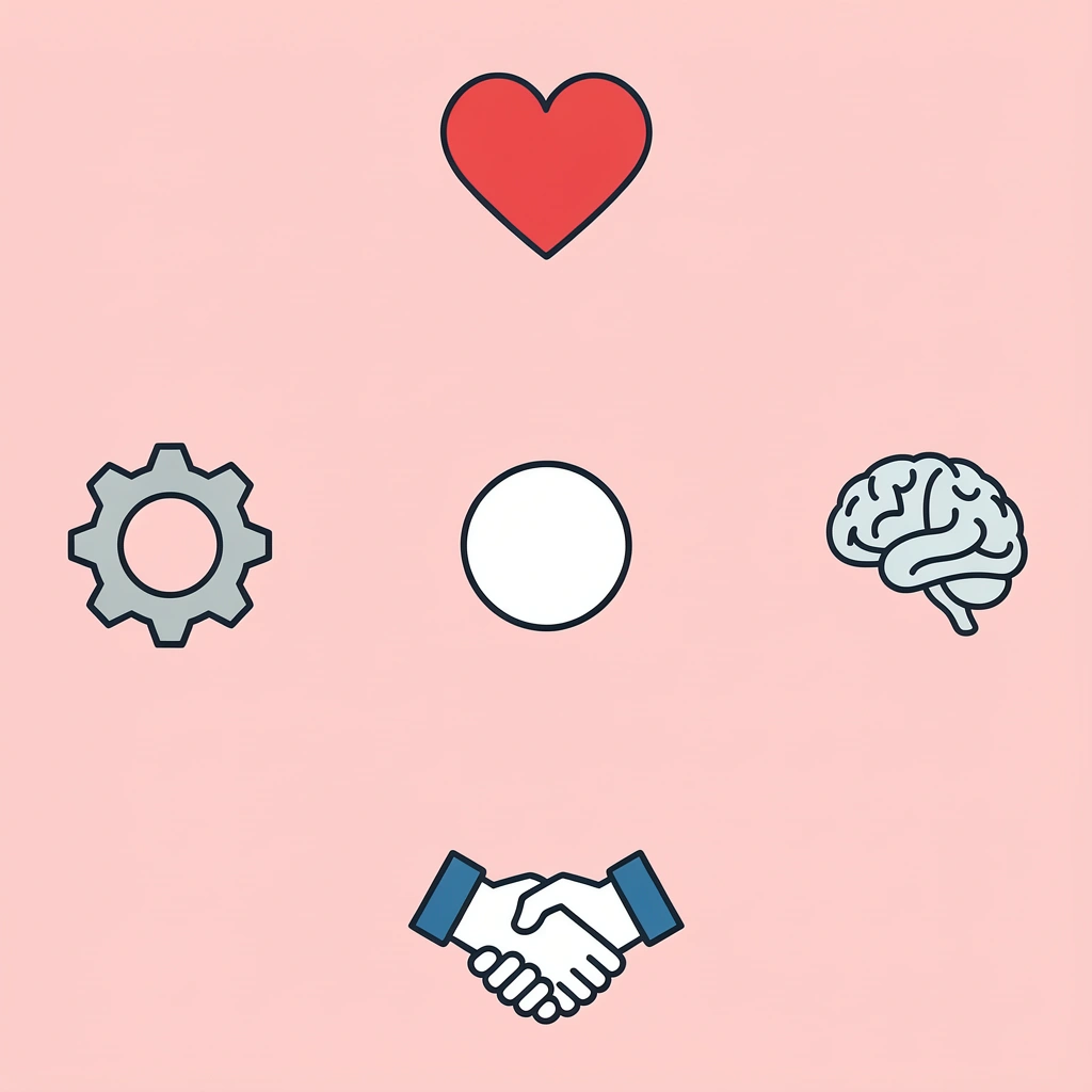  Four compass points representing physical health, mental focus, team connection, and measurable results - Wellness Activities for Employees