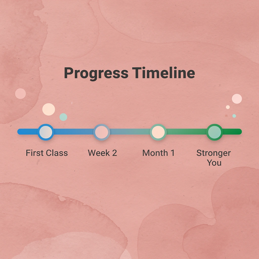 Timeline showing Lagree fitness progress milestones
