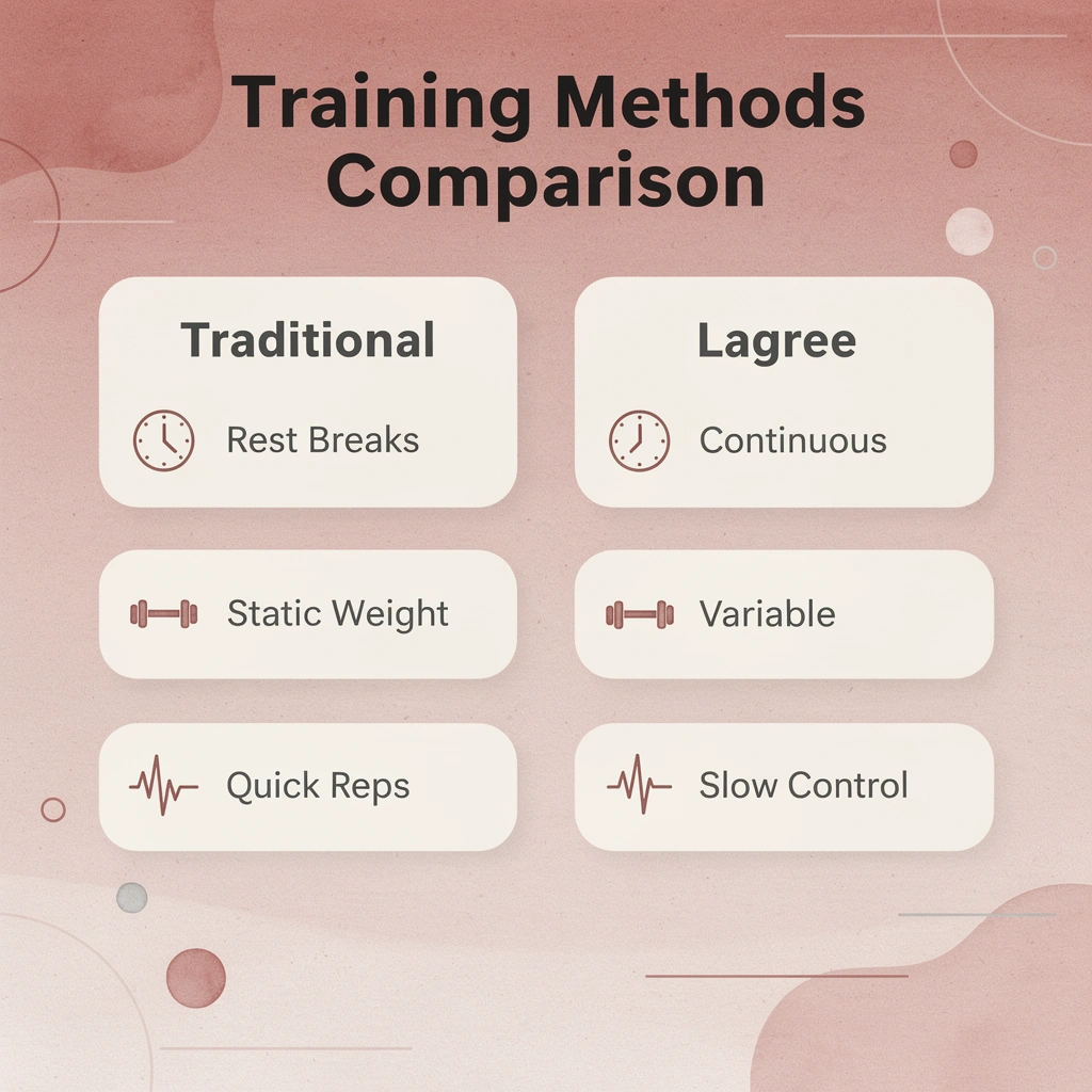 Comparison chart showing differences between traditional and Lagree training methods