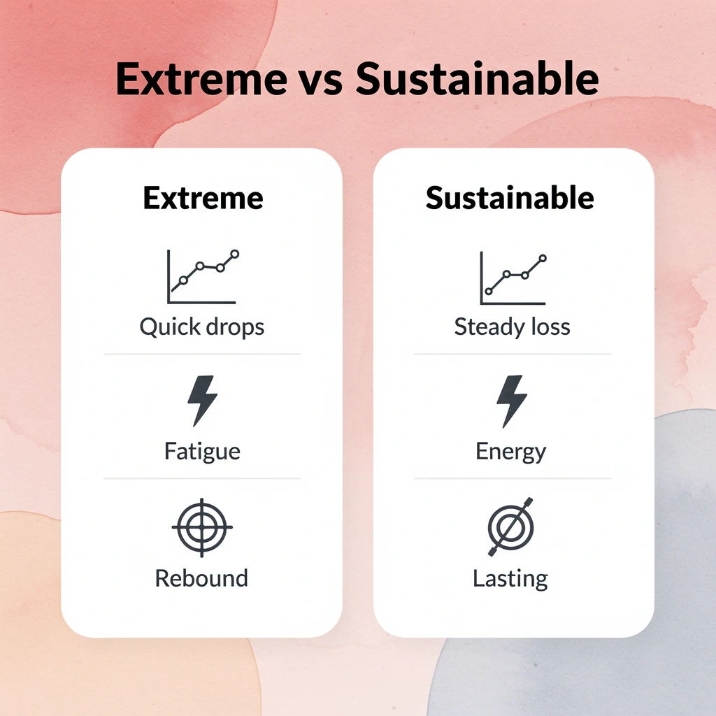 Comparison chart showing extreme versus sustainable approaches
