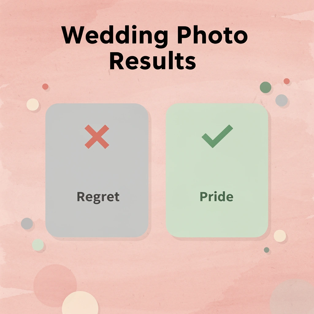 Before and after comparison of wedding photo outcomes