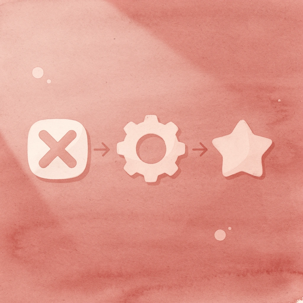 Three icons showing fitness mistakes to avoid