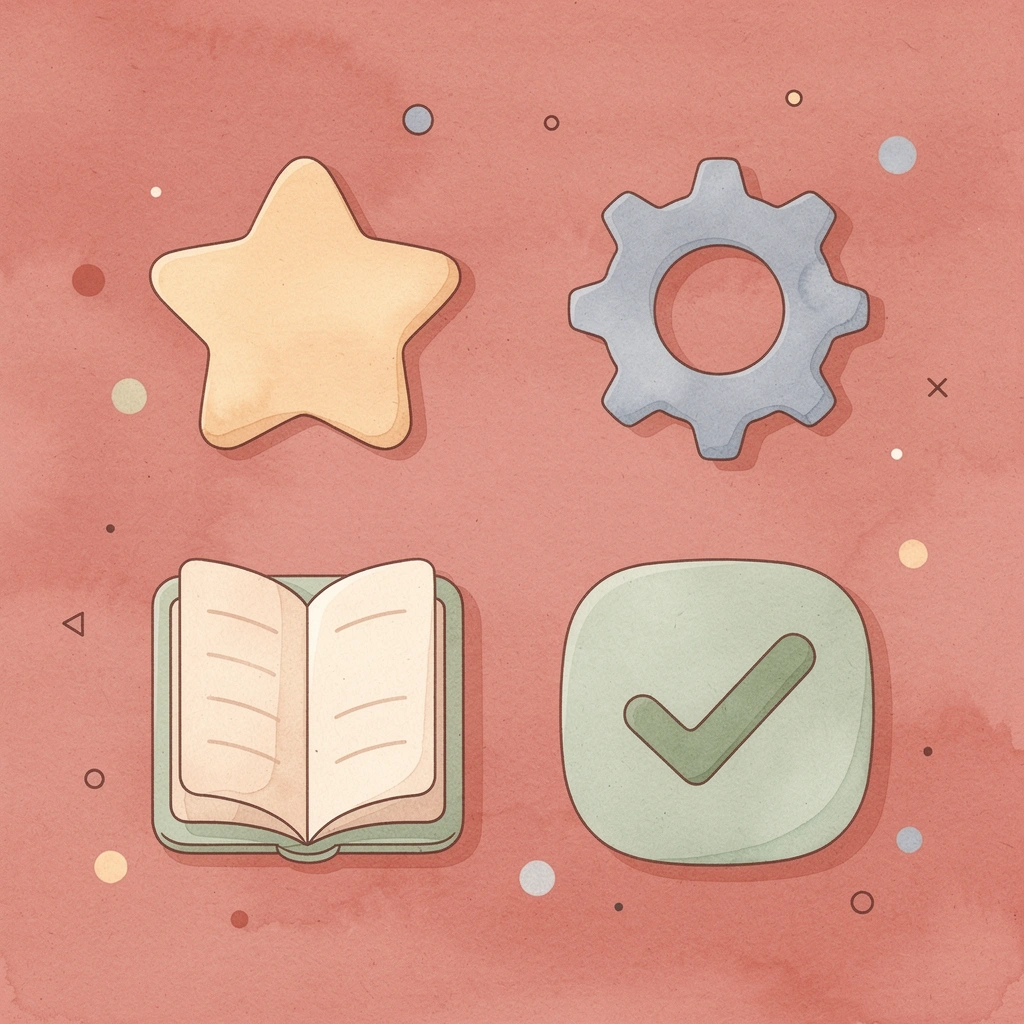 Four icons showing resistance, endurance, balance, and core work components