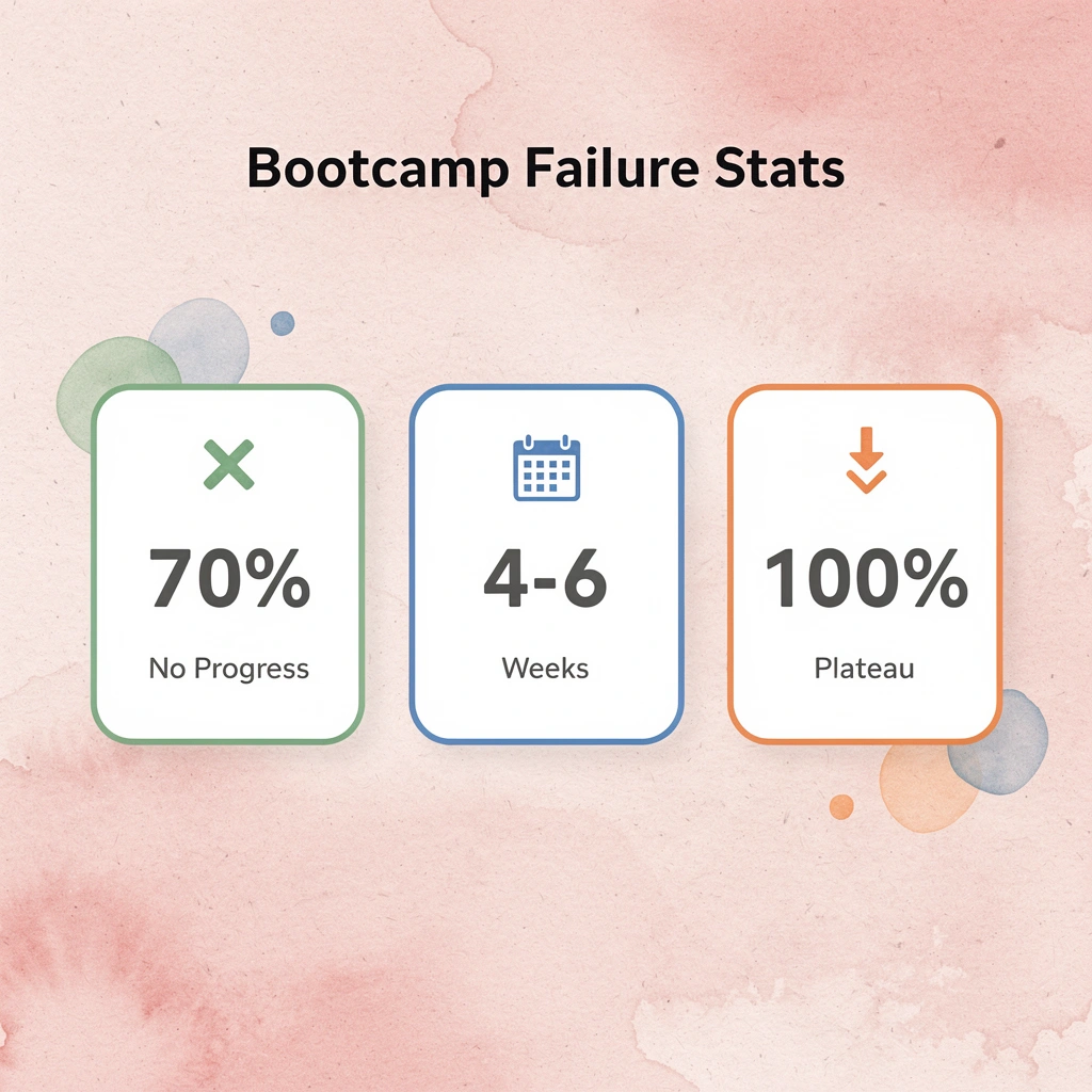 Statistics showing bridal bootcamp failure rates and adaptation timeline