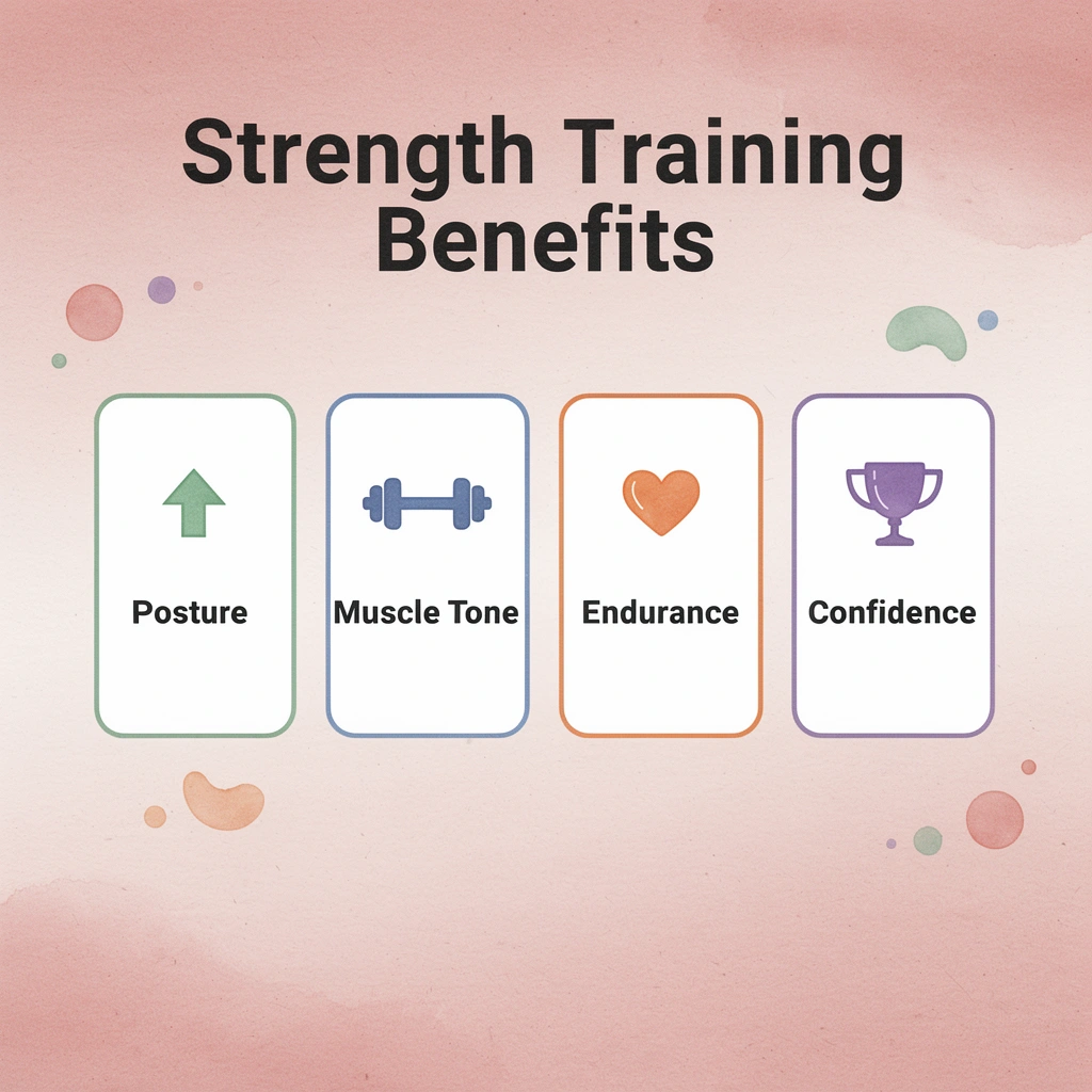 Infographic showing four key benefits of strength training for brides
