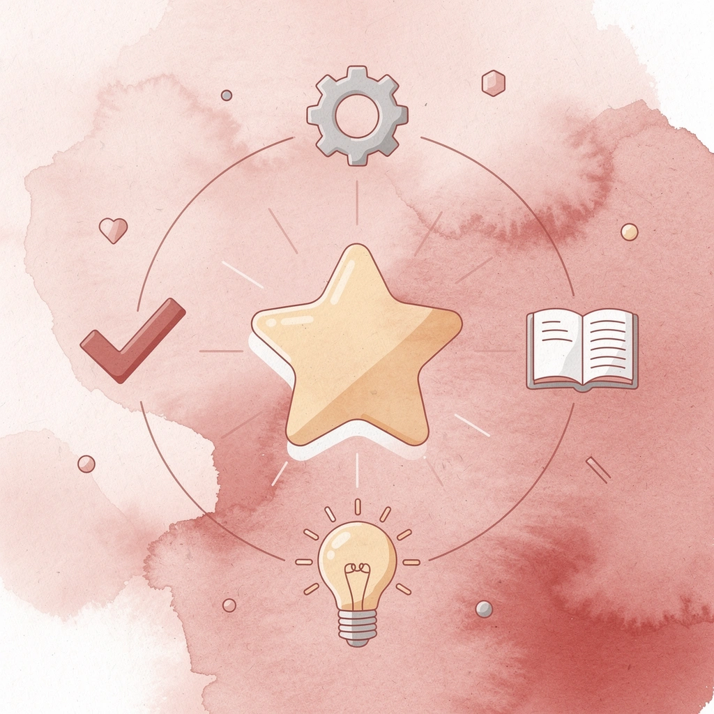 Hub diagram showing woman at center surrounded by conflicting information sources