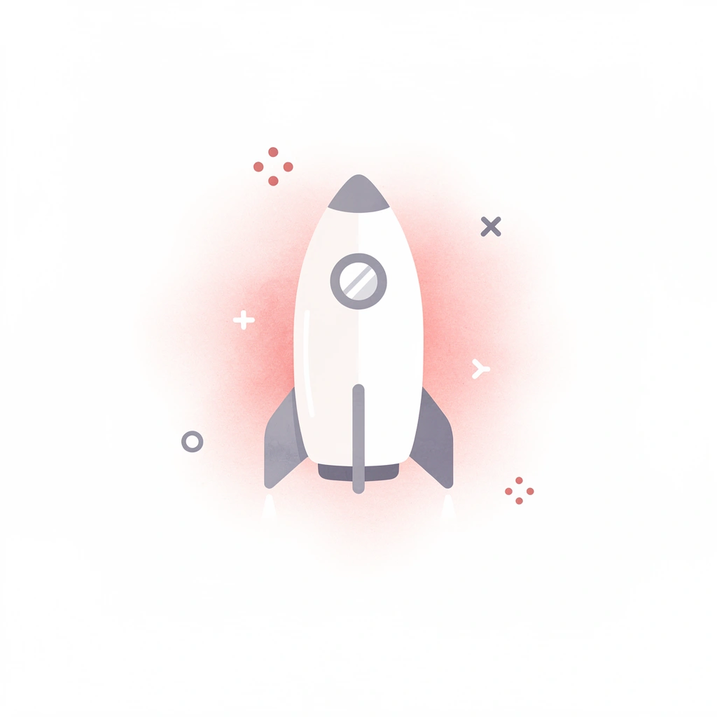 Rocket icon representing taking the first step in postpartum fitness