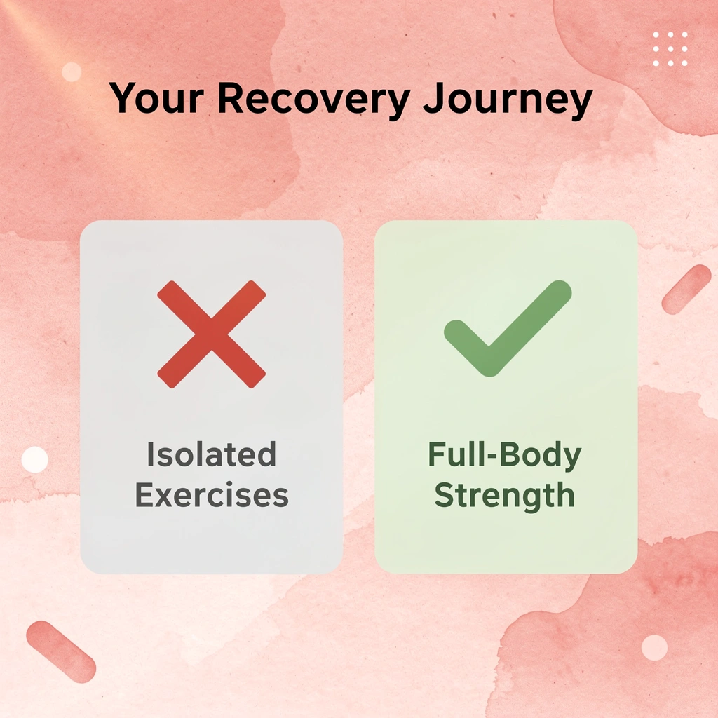 Before and after infographic showing the shift from isolated Kegel exercises to full-body strength with BST Lagree