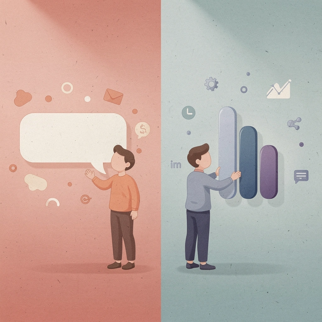 Split scene showing the contrast between confusion from conflicting postpartum fitness advice and clarity from proper guidance