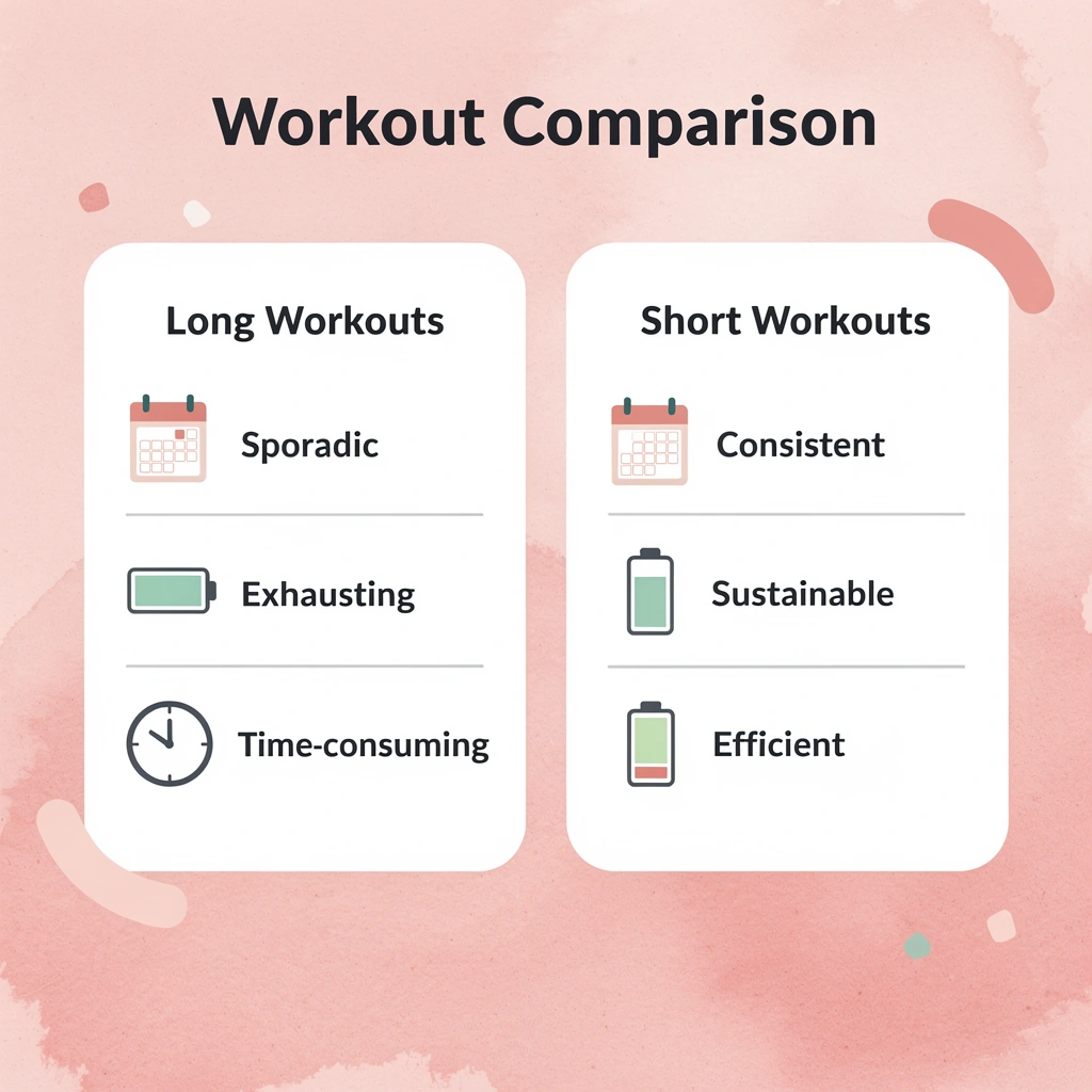 Comparison table showing long workouts versus short workouts