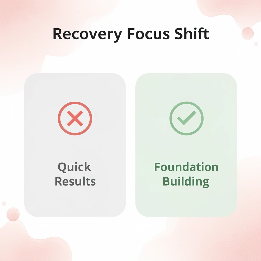 Before and after comparison showing shift from quick results to foundation building