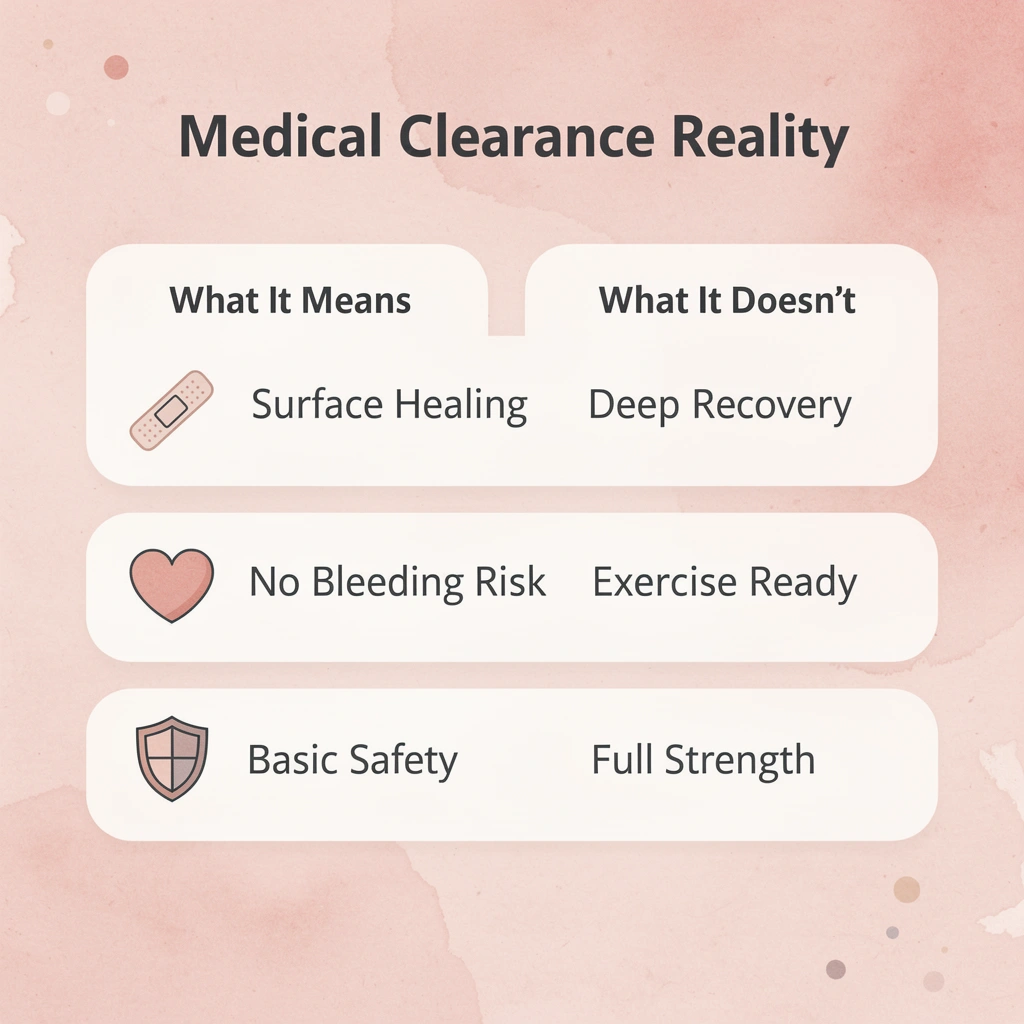 Comparison showing what six-week clearance actually means versus common misconceptions