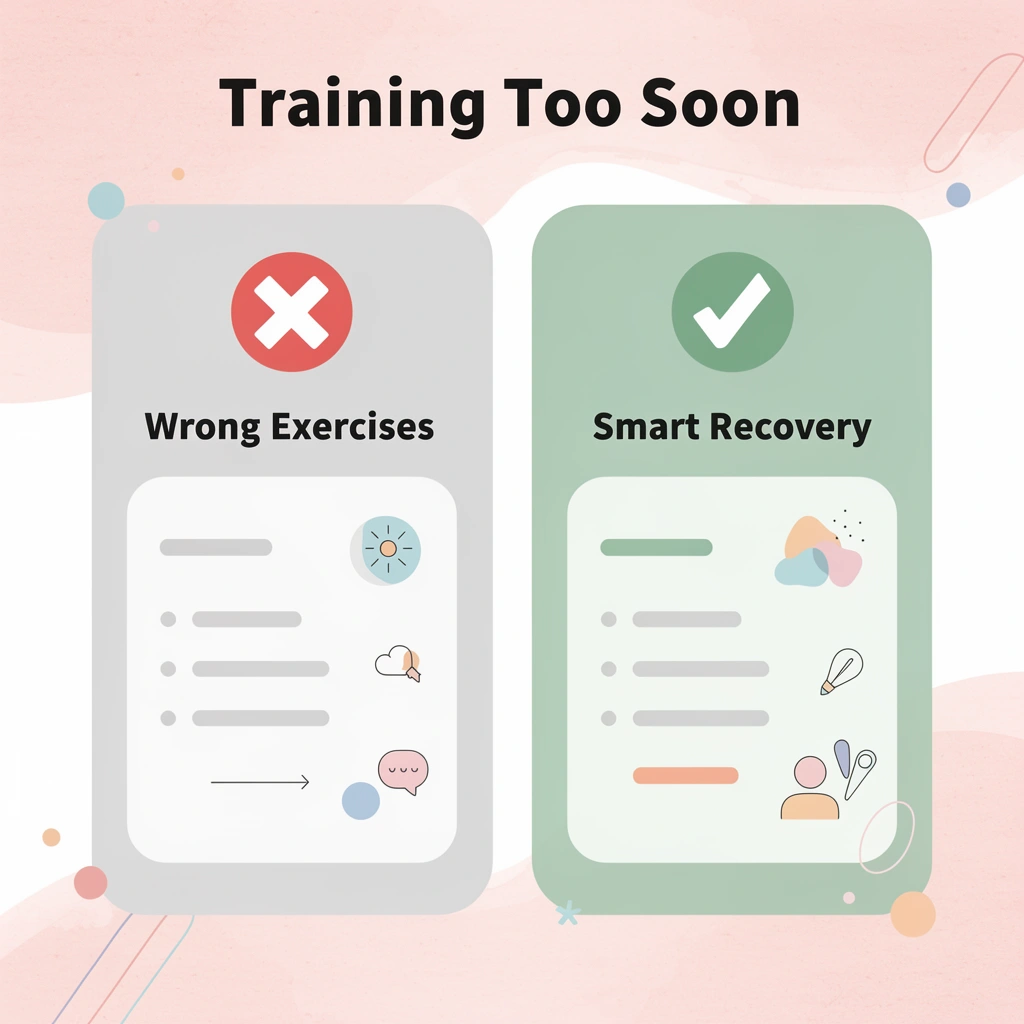 Before and after comparison of wrong versus smart postpartum core training approaches