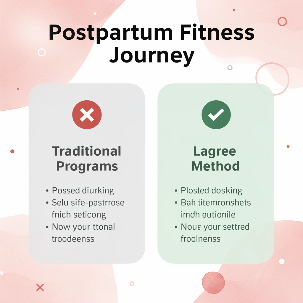 Before and after comparison of traditional workout programs versus the Lagree method for postpartum fitness
