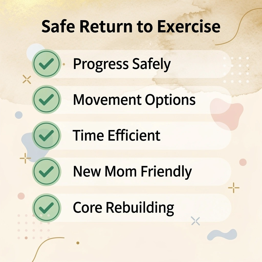 Checklist of key elements for safe postpartum exercise return