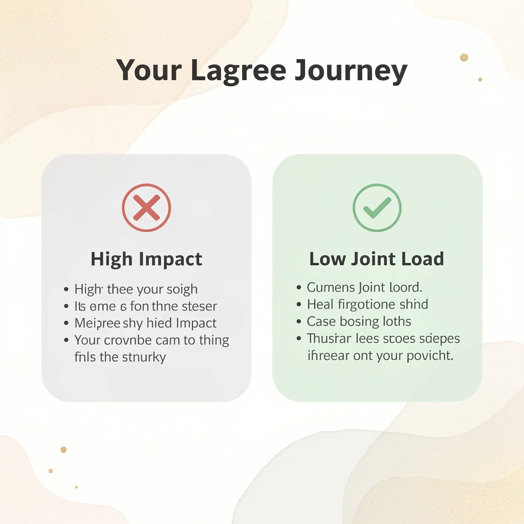 Before and after infographic comparing high-impact exercise versus low joint load Lagree training